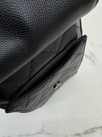 CHANEL 25Bag Small 黑銀小號 荔枝牛皮 Caviar Calfskin