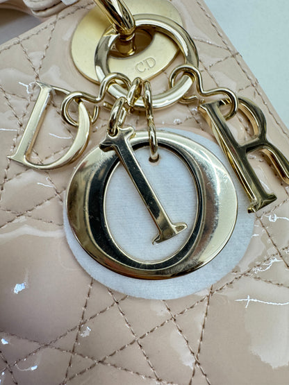 DIOR Mini Lady Dior Powder Beige 漆皮胭脂米 Shiny Calfskin