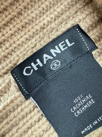 CHANEL 25B 針織羊絨帽 奶茶色