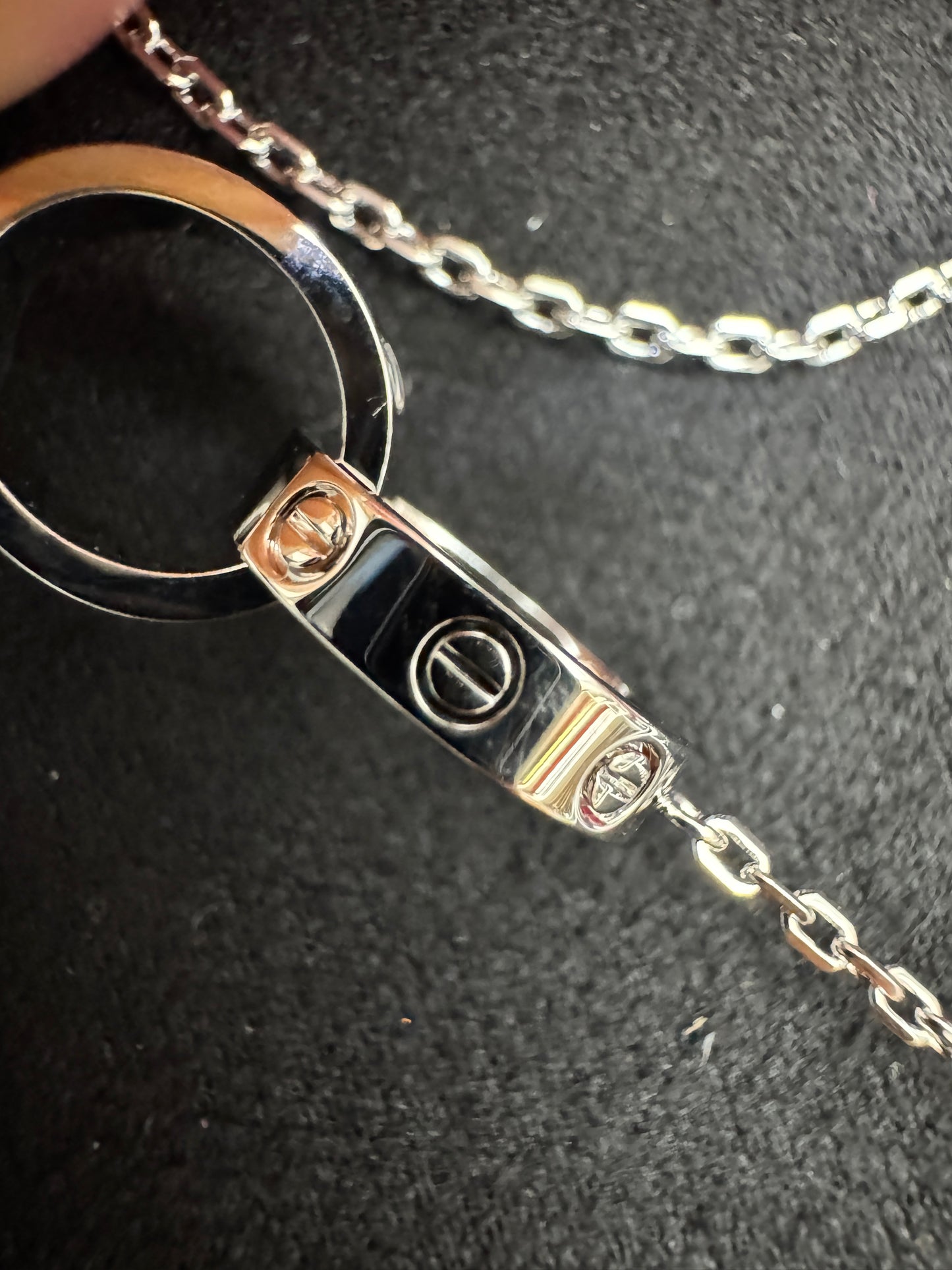 CARTIER Love雙環項鏈 白金色