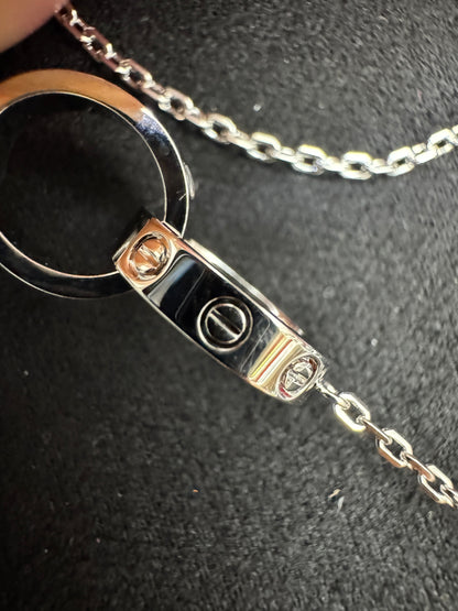 CARTIER Love雙環項鏈 白金色