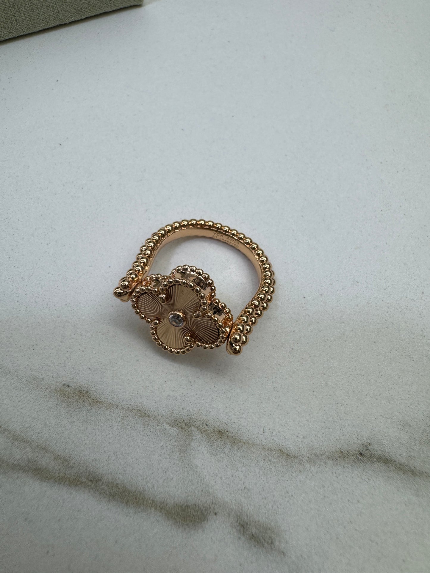 VCA Vintage Alhambra Ring 翻轉雙面戒指 灰貝母/ 鐳射 玫瑰金