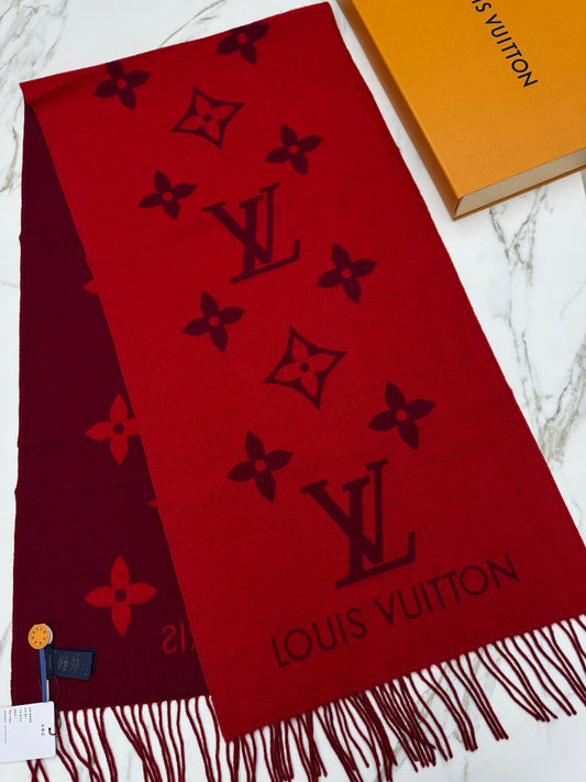 LV Reykjavik Scarf 100% Cashmere Rubis