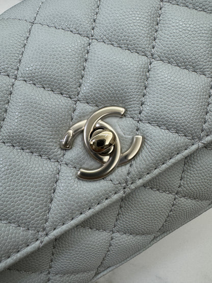 CHANEL Mini Cocohandle 霧霾藍/冰川藍 Cloud Blue
