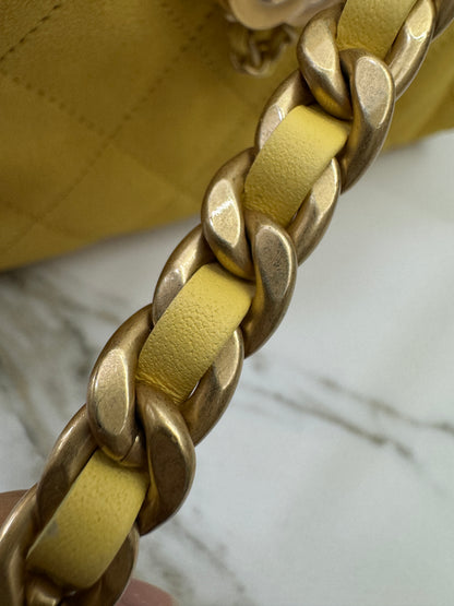 CHANEL Mini 25Bag 麂皮黃色