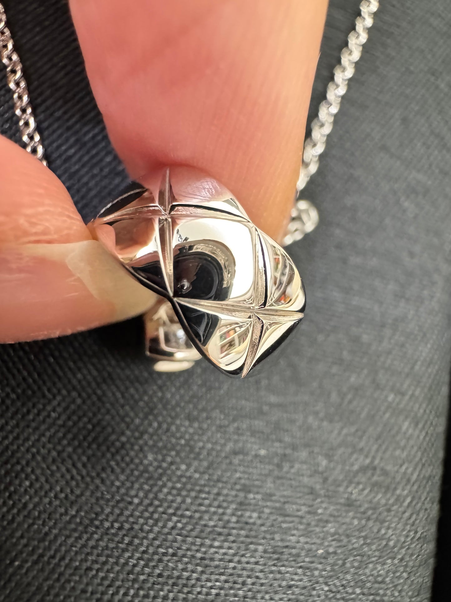 CHANEL Coco Crush 白金色 月亮項鏈