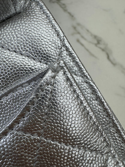 CHANEL Mini 25 Bag 銀色荔枝皮銀扣 Silver Caviar Calfskin PHW