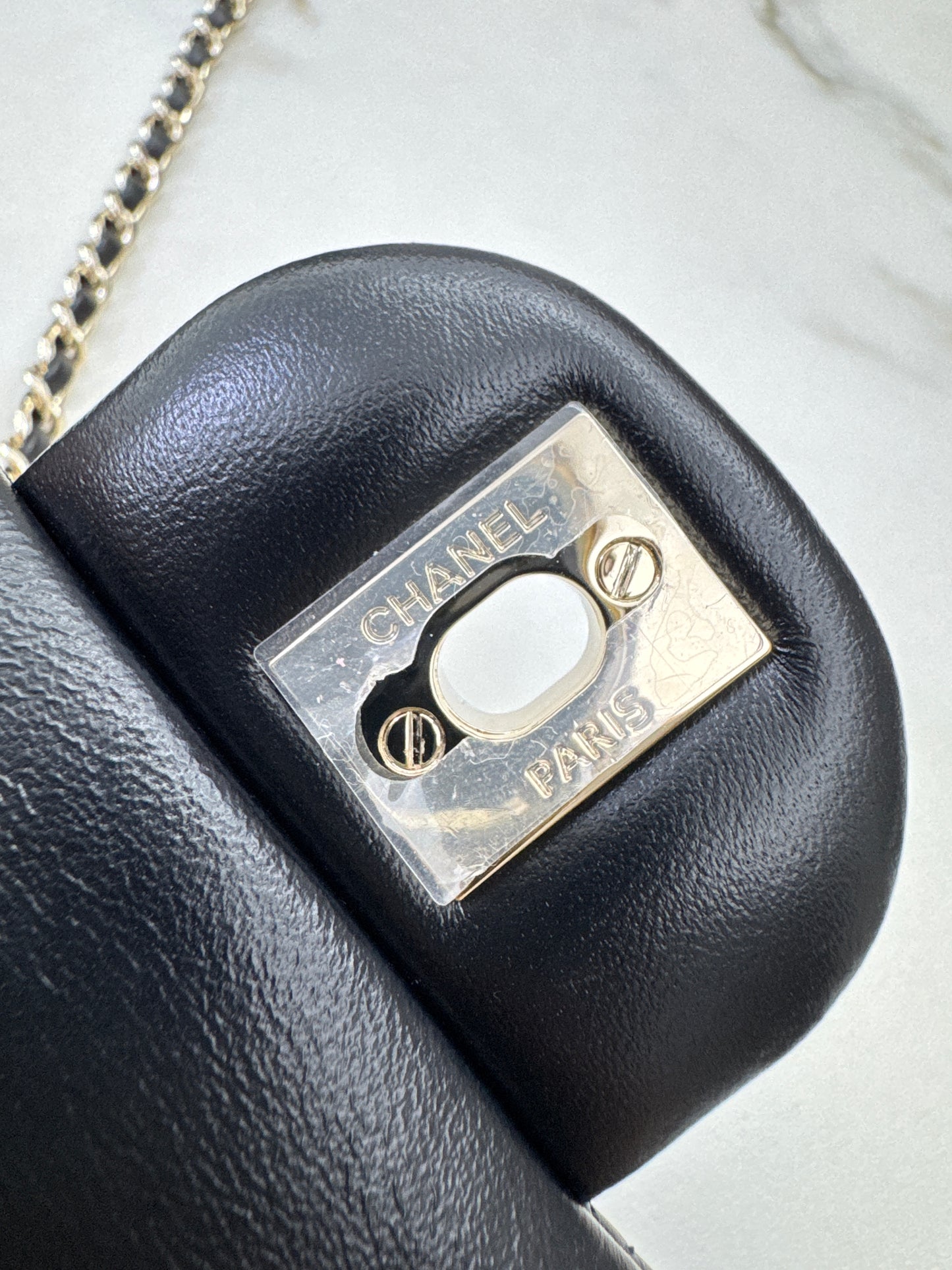 CHANEL Mini CF Handle 黑色羊皮淺金扣 Black Lambskin with GHE