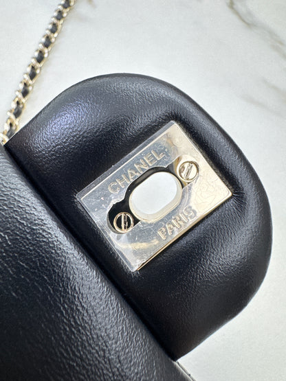 CHANEL Mini CF Handle 黑色羊皮淺金扣 Black Lambskin with GHE