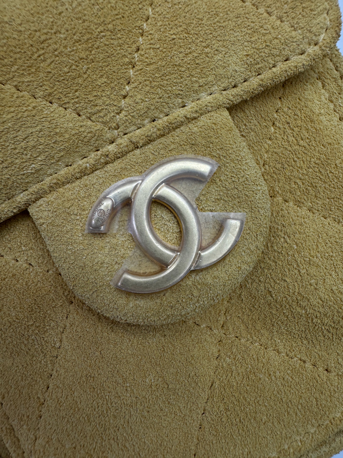 CHANEL Mini 25Bag 麂皮黃色