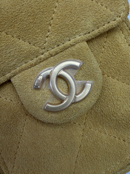 CHANEL Mini 25Bag 麂皮黃色