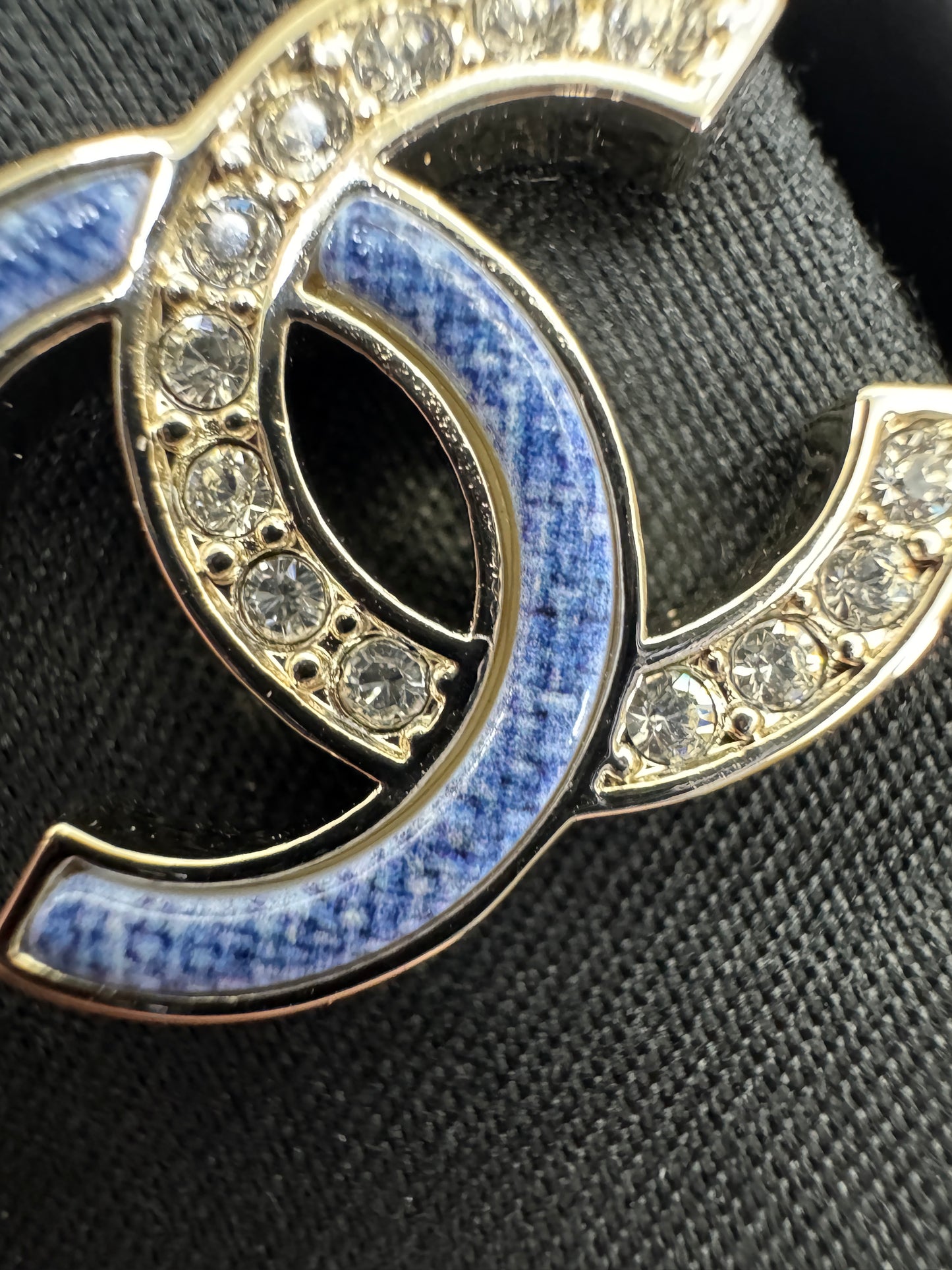 CHANEL 26C 牛仔藍拼鑽耳環