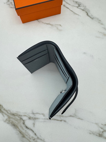 HERMES Bearn 三摺錢包 亞麻藍 Blue Lin Epsom PHW