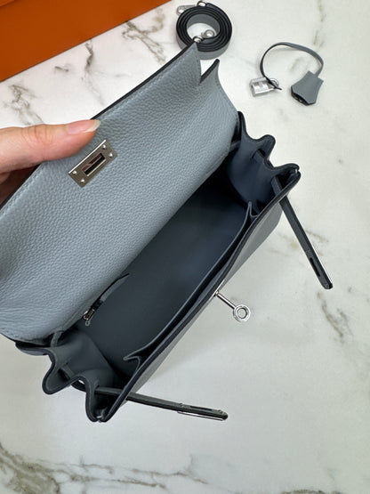 HERMES Kelly 25 Togo內縫 木偶灰銀扣 Gris Pantin PHW
