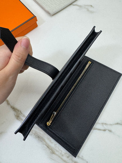 HERMES Bearn Wallet 長款 黑色金扣 Epsom