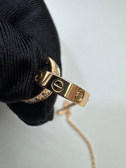 CARTIER Love 雙環項鏈 玫瑰金