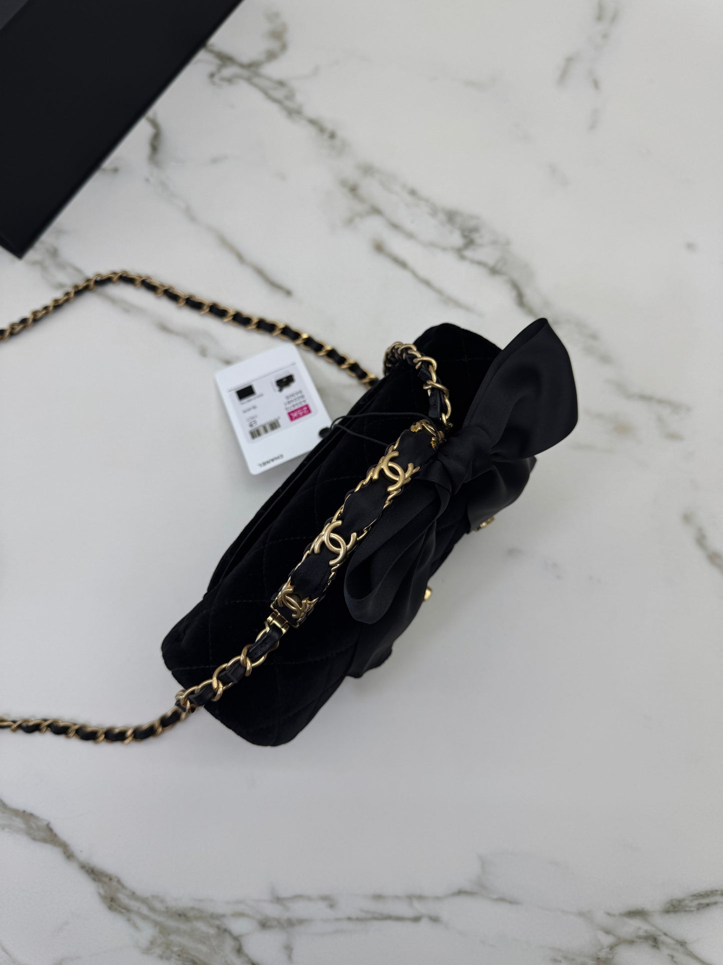 CHANEL 25K 蝴蝶結絲絨 Mini CF Top Handle