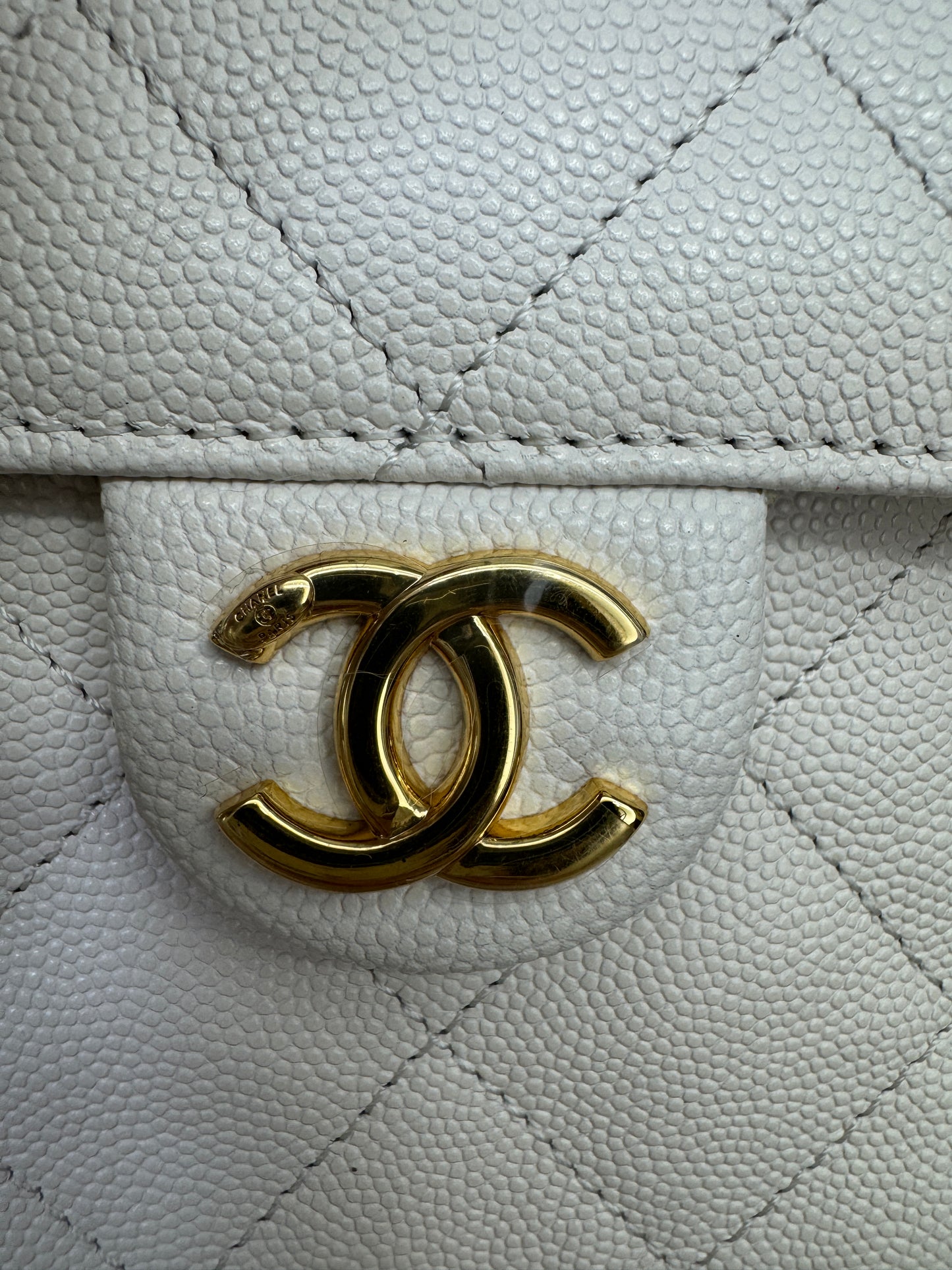 CHANEL Mini 25Bag 白色亮金扣