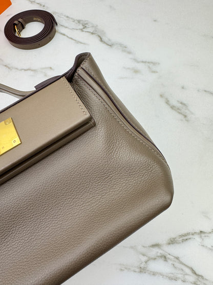 HERMES Mini 2424 大象灰金扣 Evercolor Etoupe GHW