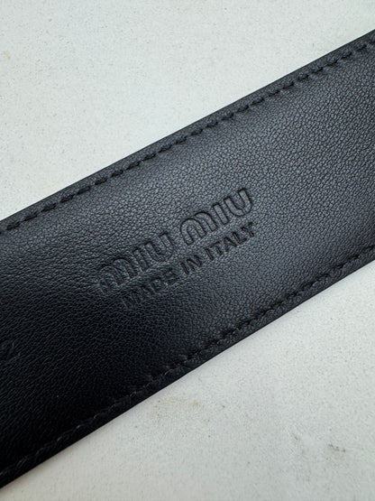 MIU MIU 黑銀皮帶 30mm