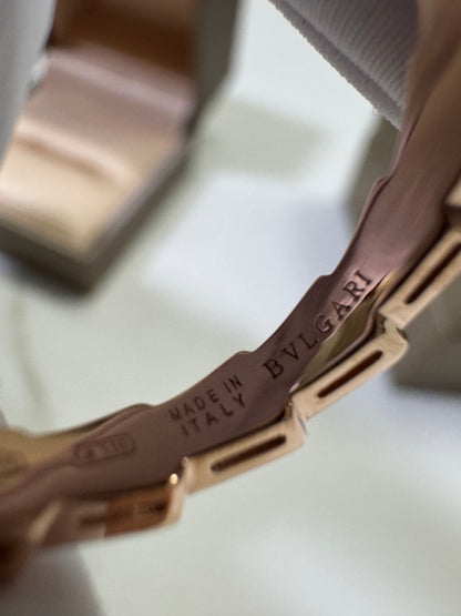 BVLGARI Serpenti 18K玫瑰金 貝母 鑽石戒指【真金真鑽】