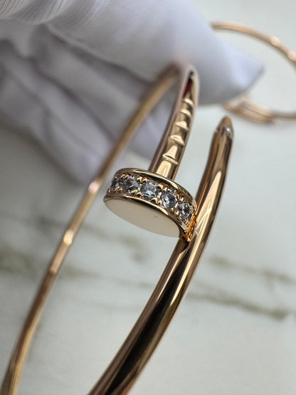 CARTIER Juste un Clou 窄版釘子手鐲 玫瑰金帶鑽