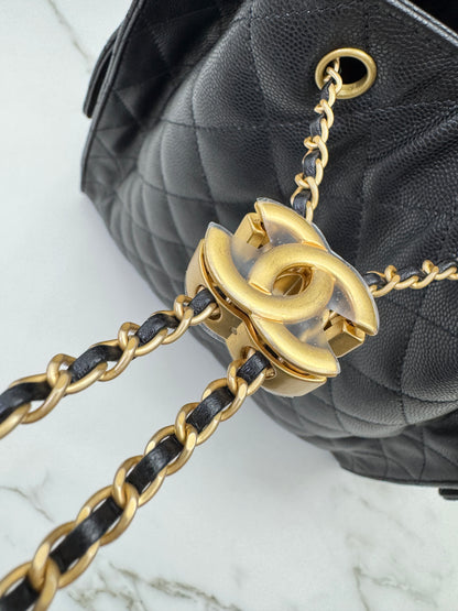 CHANEL 25Bag Medium 黑色荔枝皮