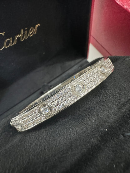 CARTIER Love滿天星 粗版 白金色滿鑽