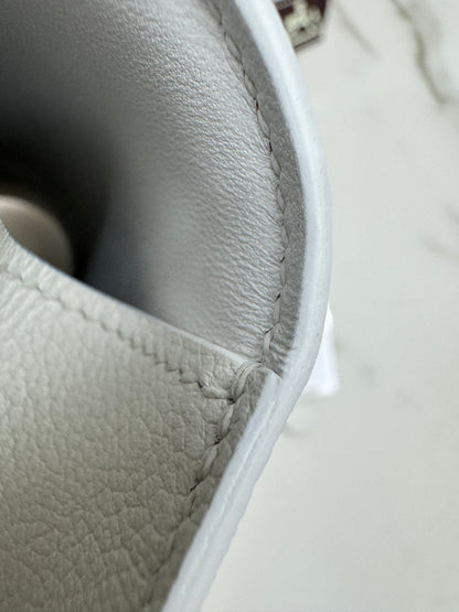 HERMES Mini Constance 新白色 銀扣 Evercolor 0U New White PHW