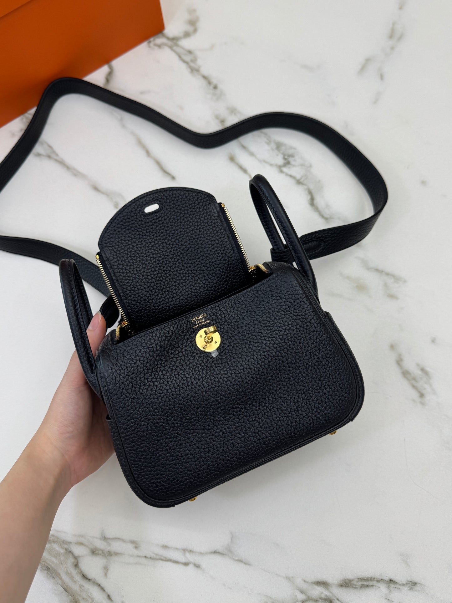 HERMES Mini Lindy II 黑金 Nior TC GHW