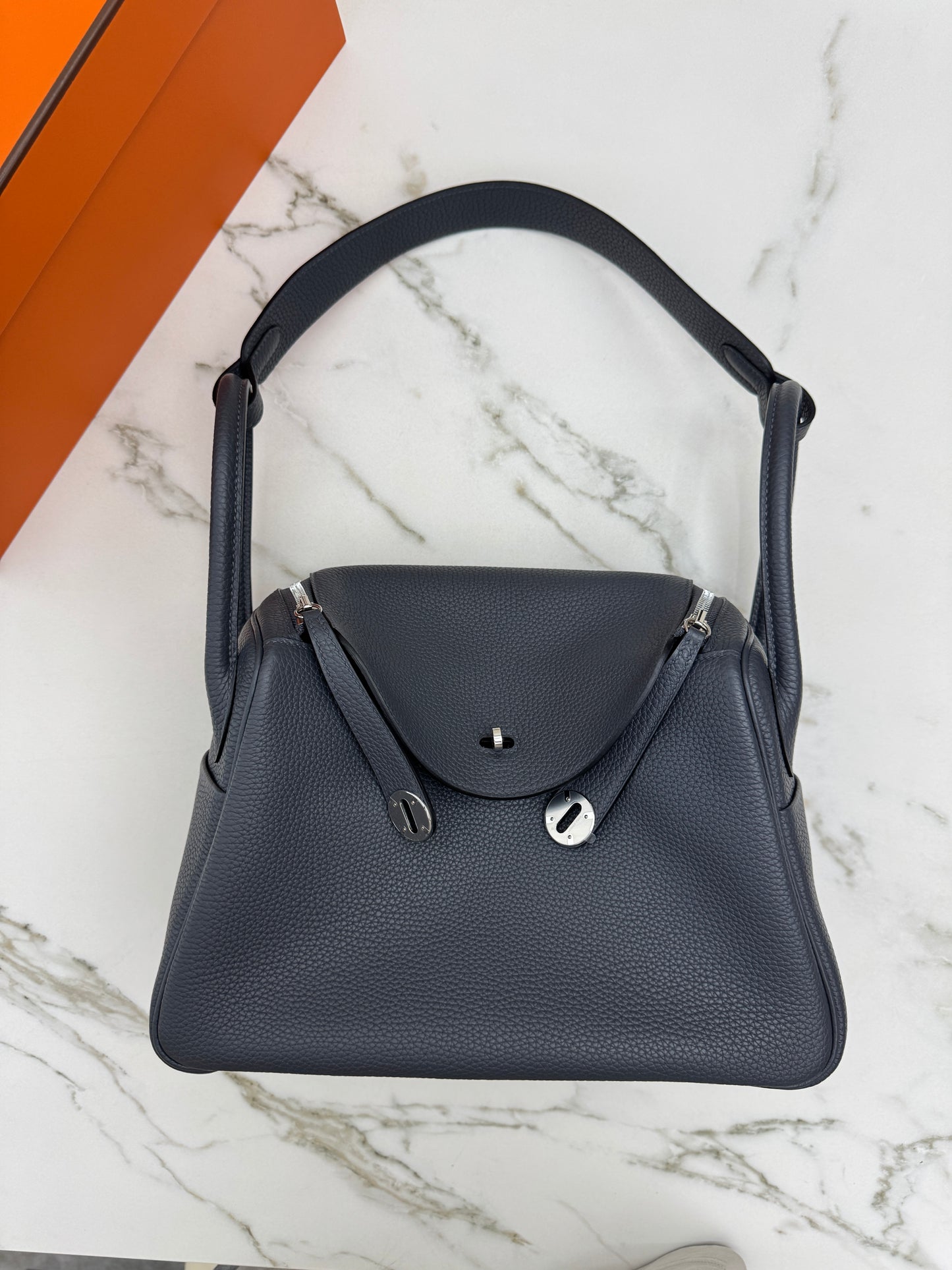 HERMES Lindy 30 石墨灰銀扣 TC 88 Graphite PHW