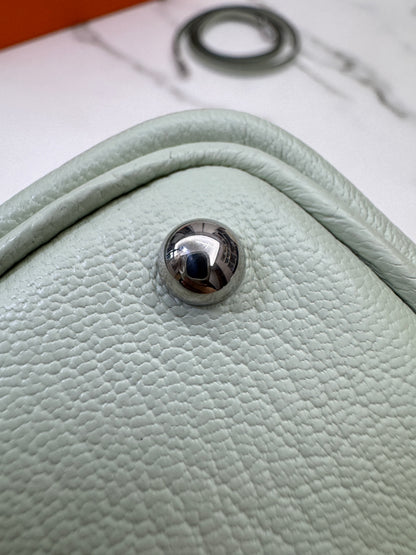 HERMES Mini Bolide 氣泡綠 山羊皮 銀扣 Mysore Vert Fizz PHW