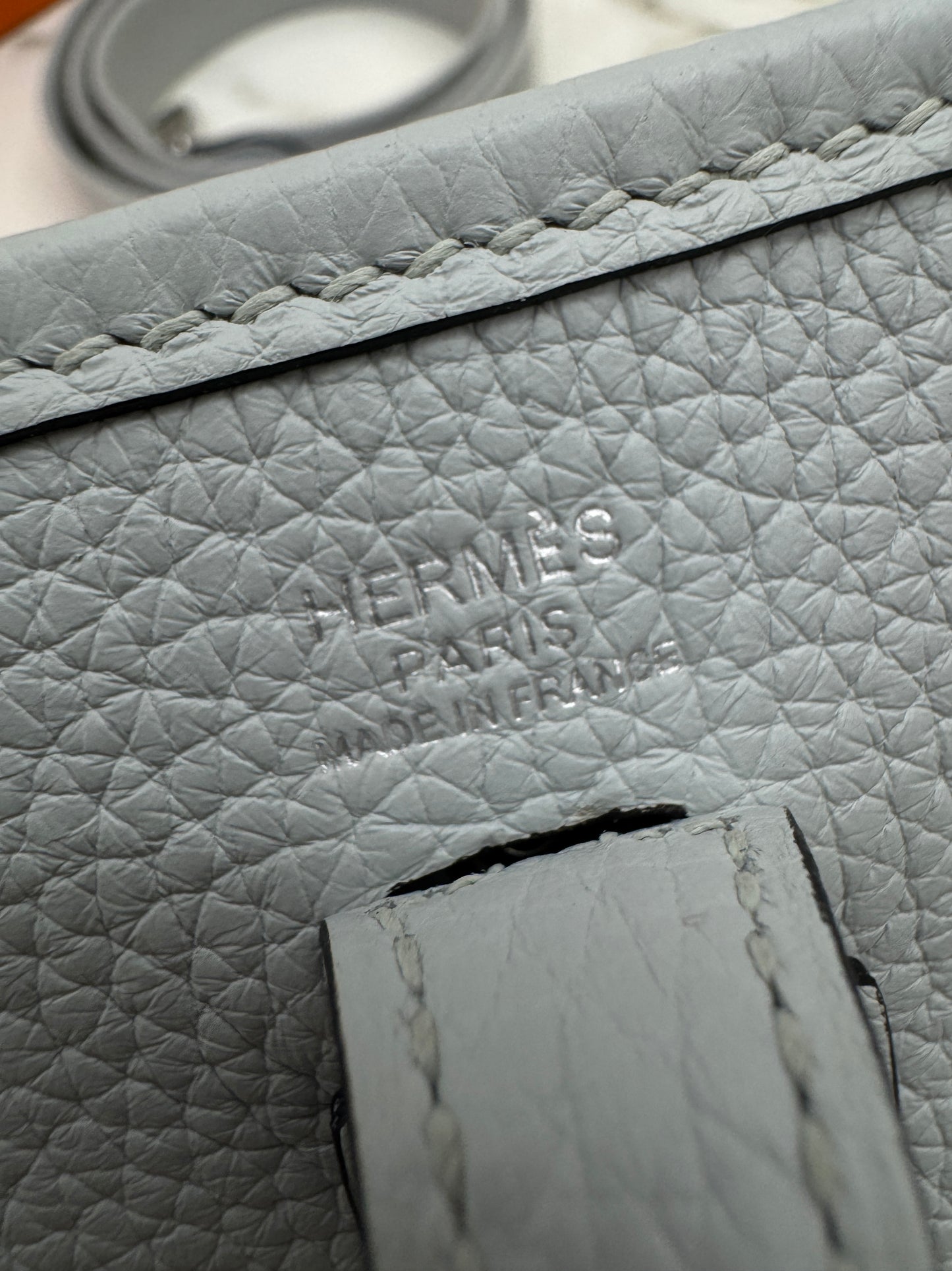 HERMES Mini Evelyne 霧霾藍銀扣 T0 Bleu Brume PHW