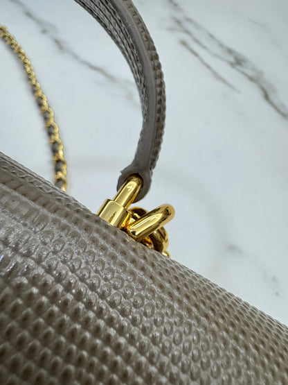 CHANEL 26A 蜥蜴壓紋 灰色Clutch