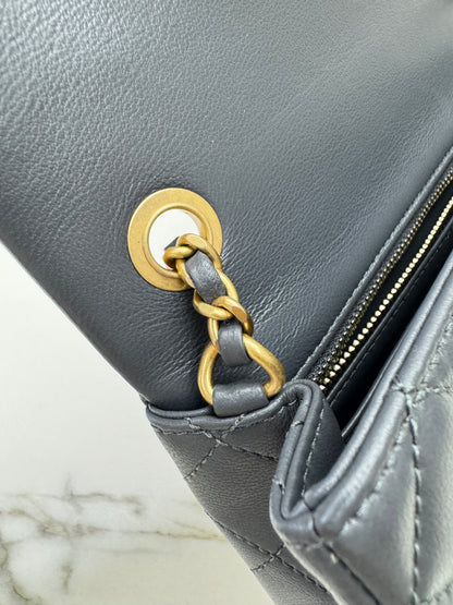 CHANEL 金球 Mini CF20 石墨灰 深灰羊皮