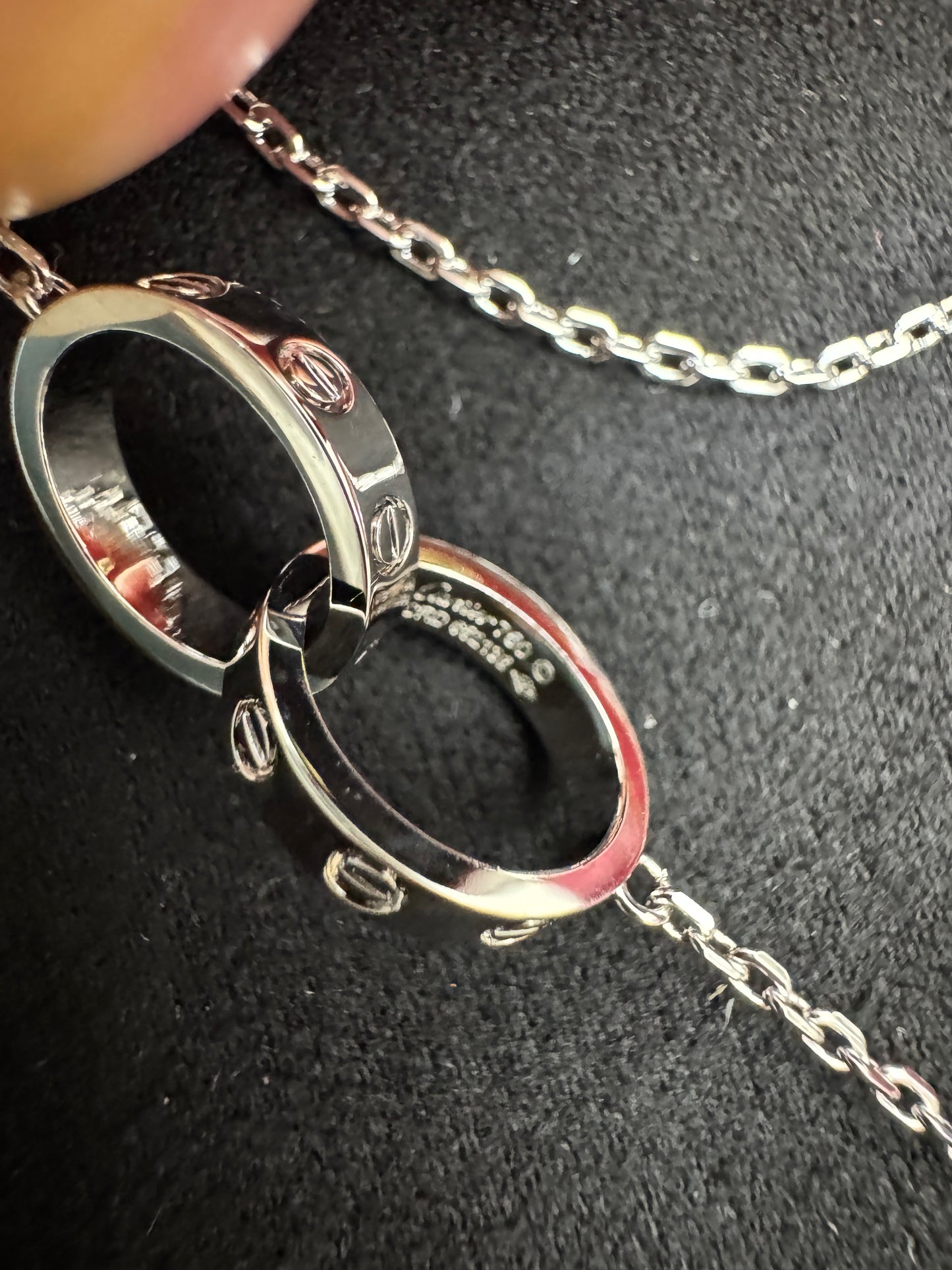 CARTIER Love雙環項鏈 白金色