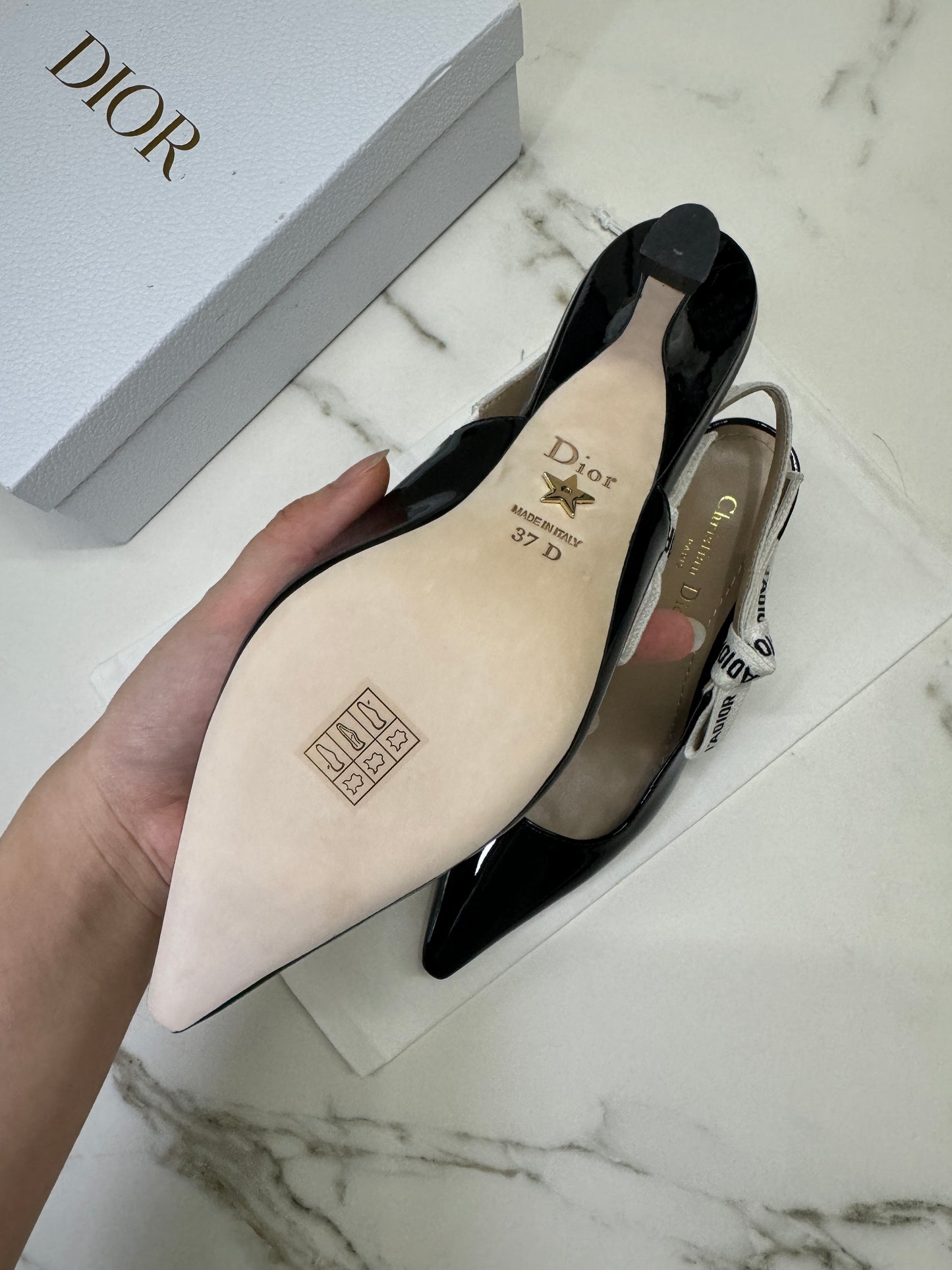 DIOR Slingback 黑色漆皮 5.5cm