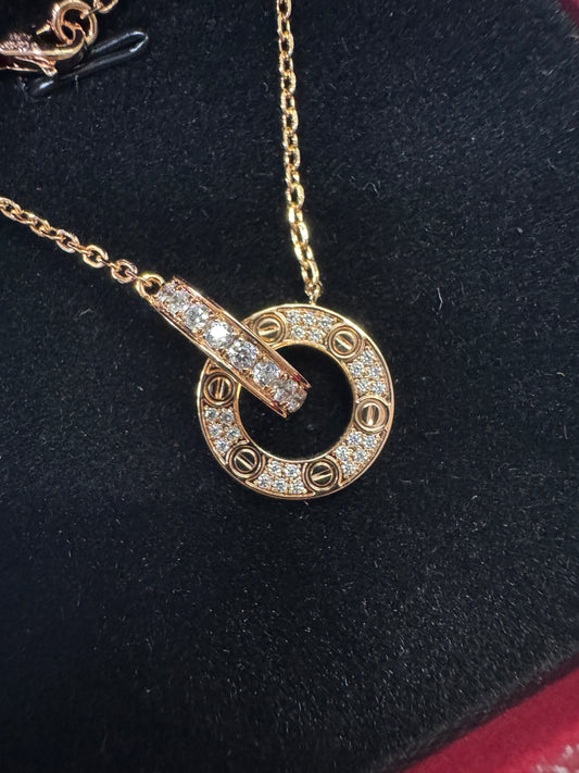 CARTIER Love Necklace 滿天星小圓餅項鏈 玫瑰金