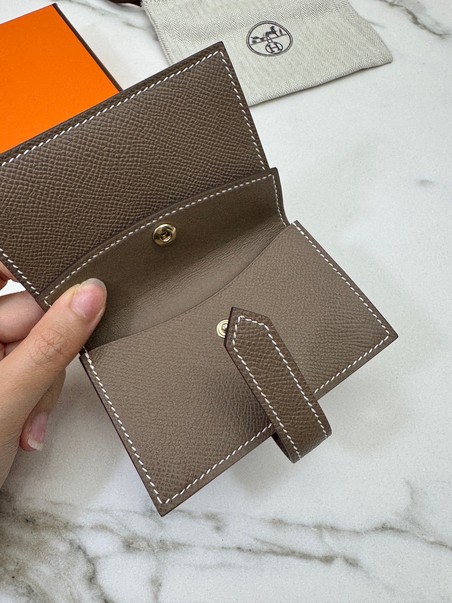 HERMES Bearn Mini Wallet 帶散紙位 大象灰金扣 Etoupe GHW