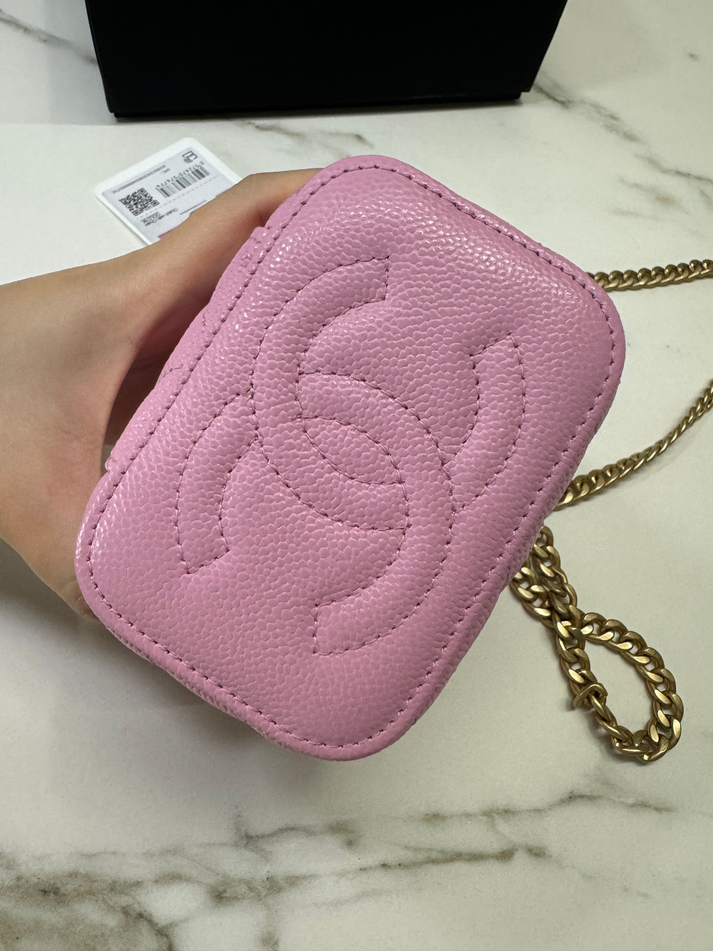 CHANEL 愛心金球小盒子 粉