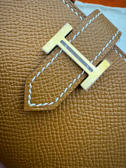 HERMES Bearn 三摺錢包 金棕色 金扣 Gold Epsom