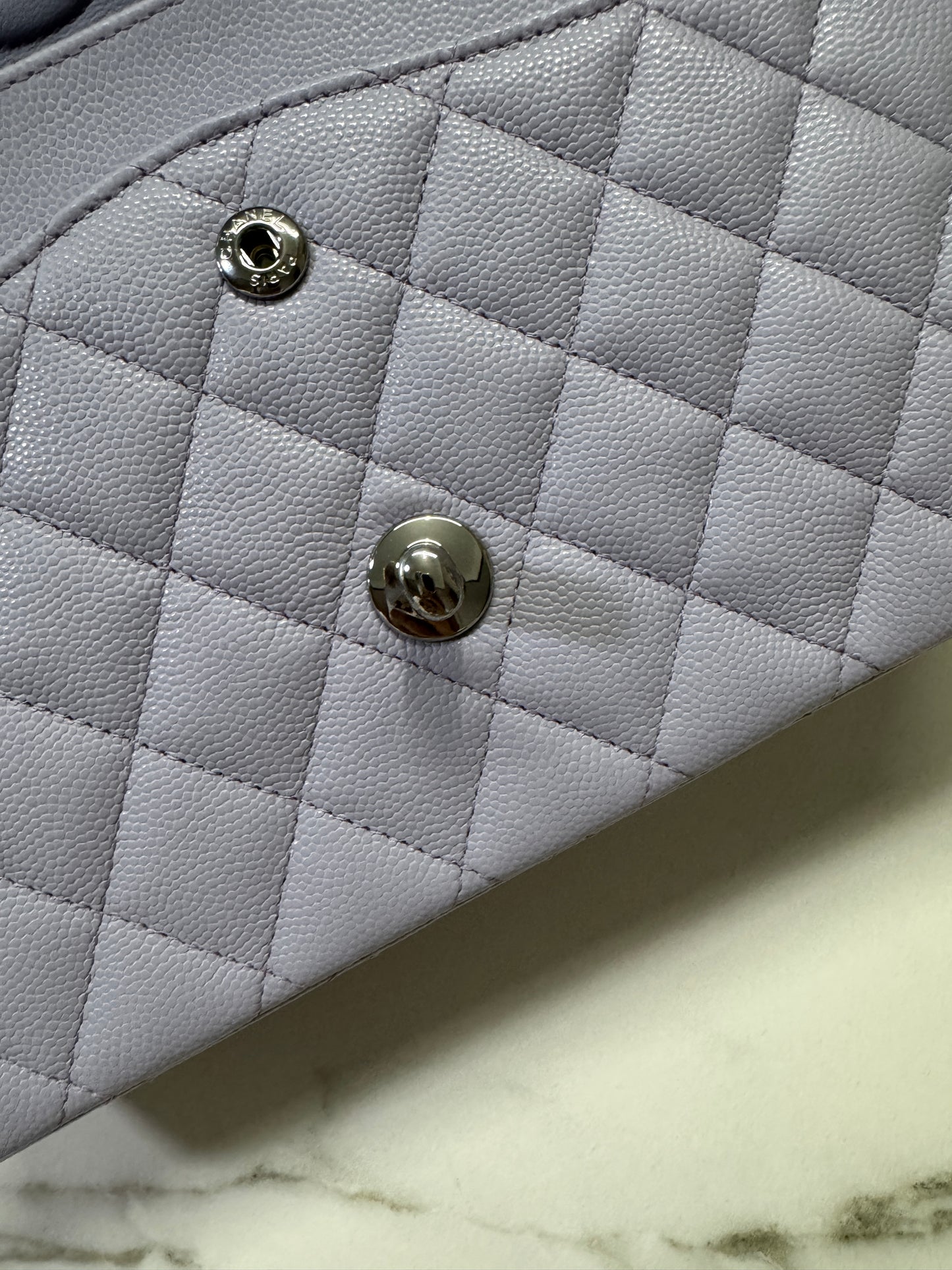 CHANEL CF25 Medium 21K香芋紫銀扣 牛皮 caviar