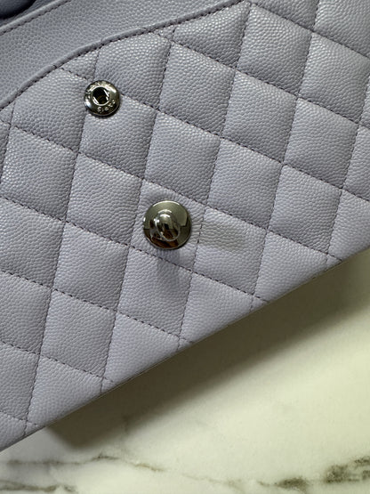 CHANEL CF25 Medium 21K香芋紫銀扣 牛皮 caviar