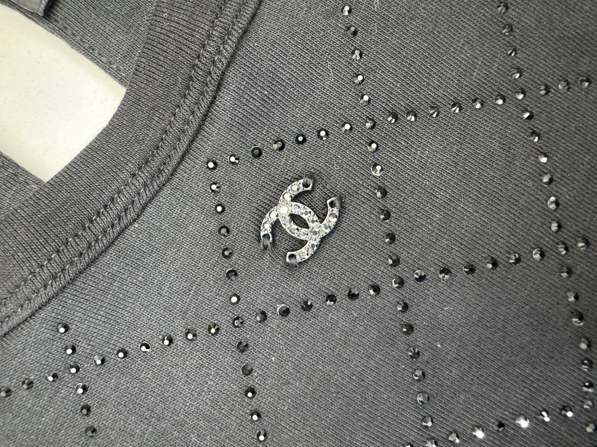 CHANEL 25S 燙鑽短袖Tee 黑色