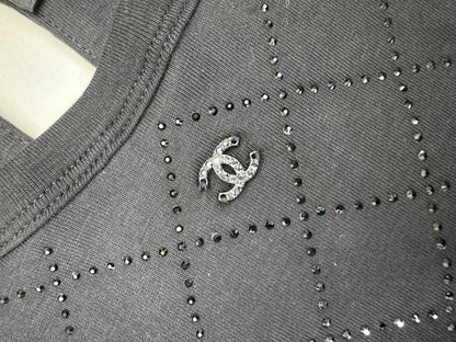CHANEL 25S 燙鑽短袖Tee 黑色