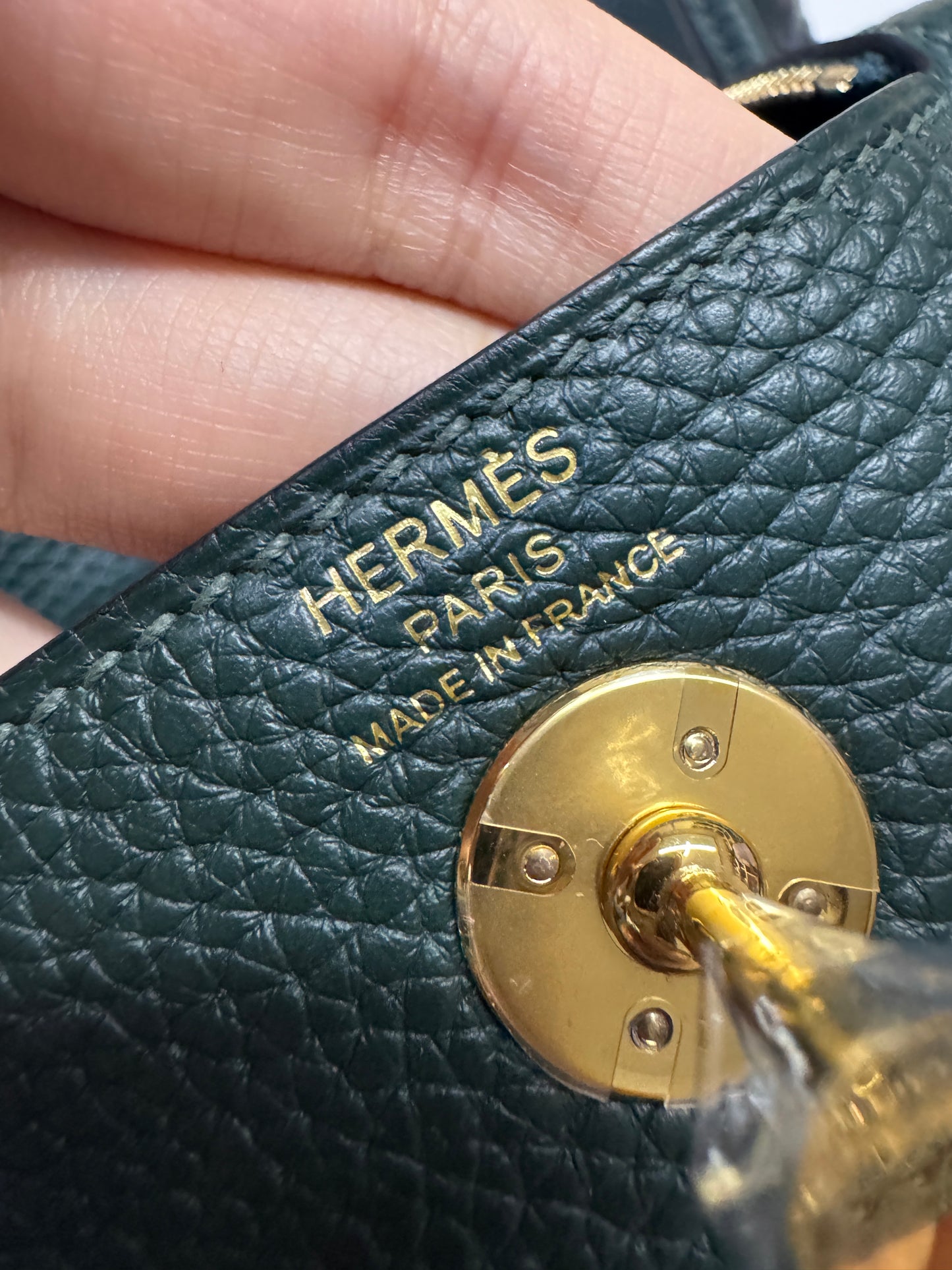HERMES Mini Lindy II 深綠色 金扣 67 Vert Fonce TC GHW