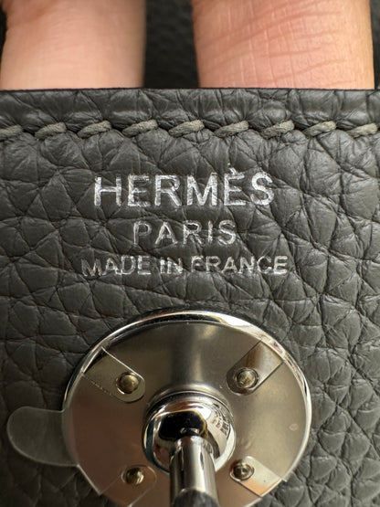 HERMES Mini Lindy 積雨雲灰銀扣 0L Gris Meyer PHW