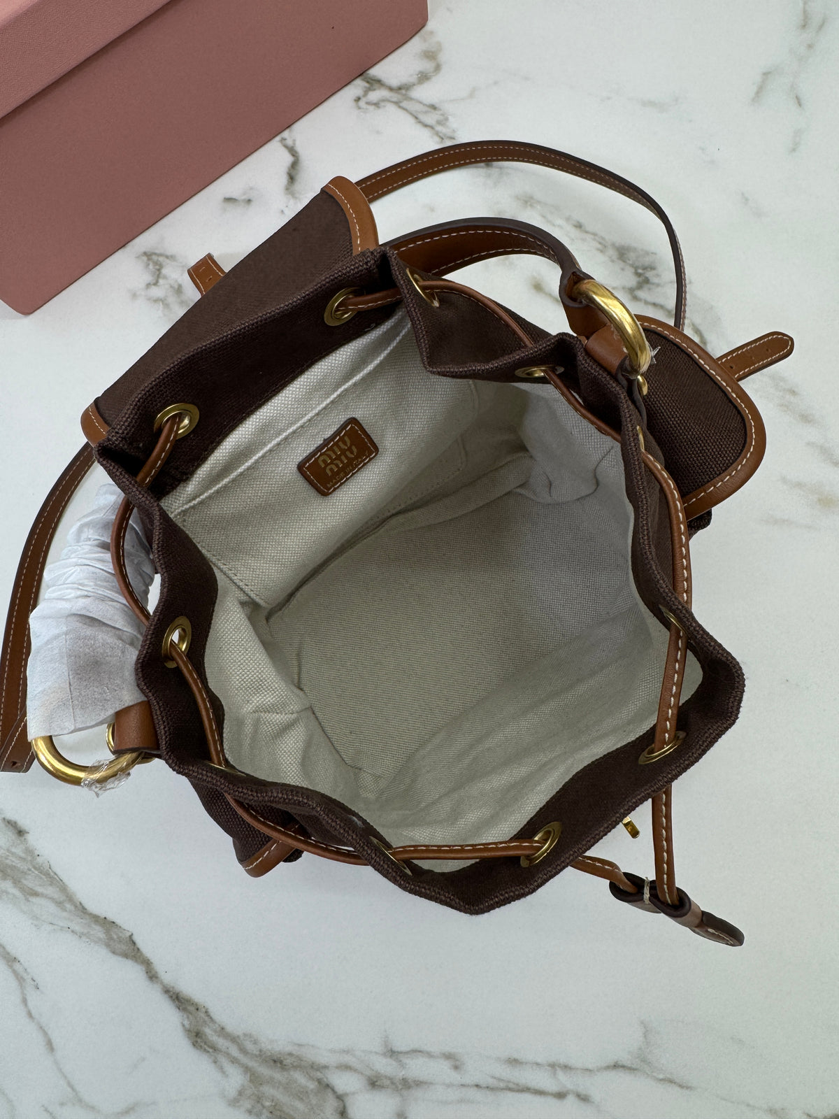 MIU MIU Backpack Canvas 深棕
