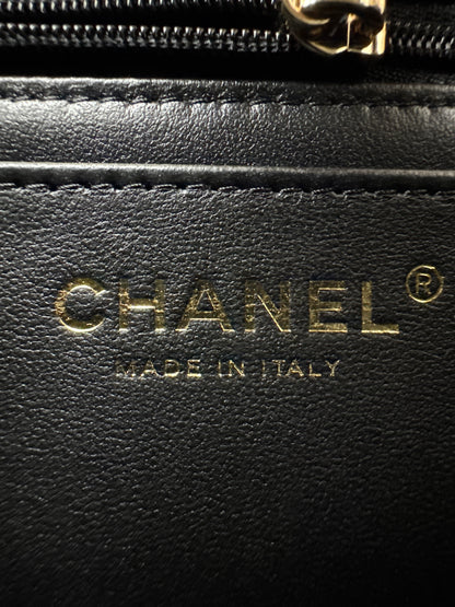 CHANEL Mini CF Handle 黑色羊皮淺金扣 Black Lambskin with GHE