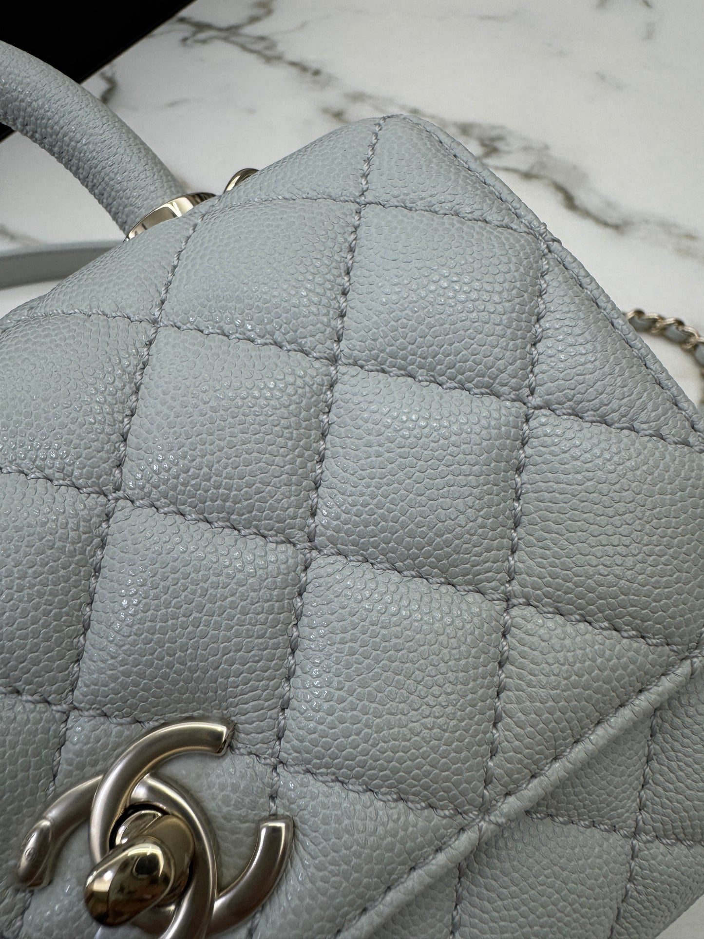 CHANEL Mini Cocohandle 霧霾藍/冰川藍 Cloud Blue